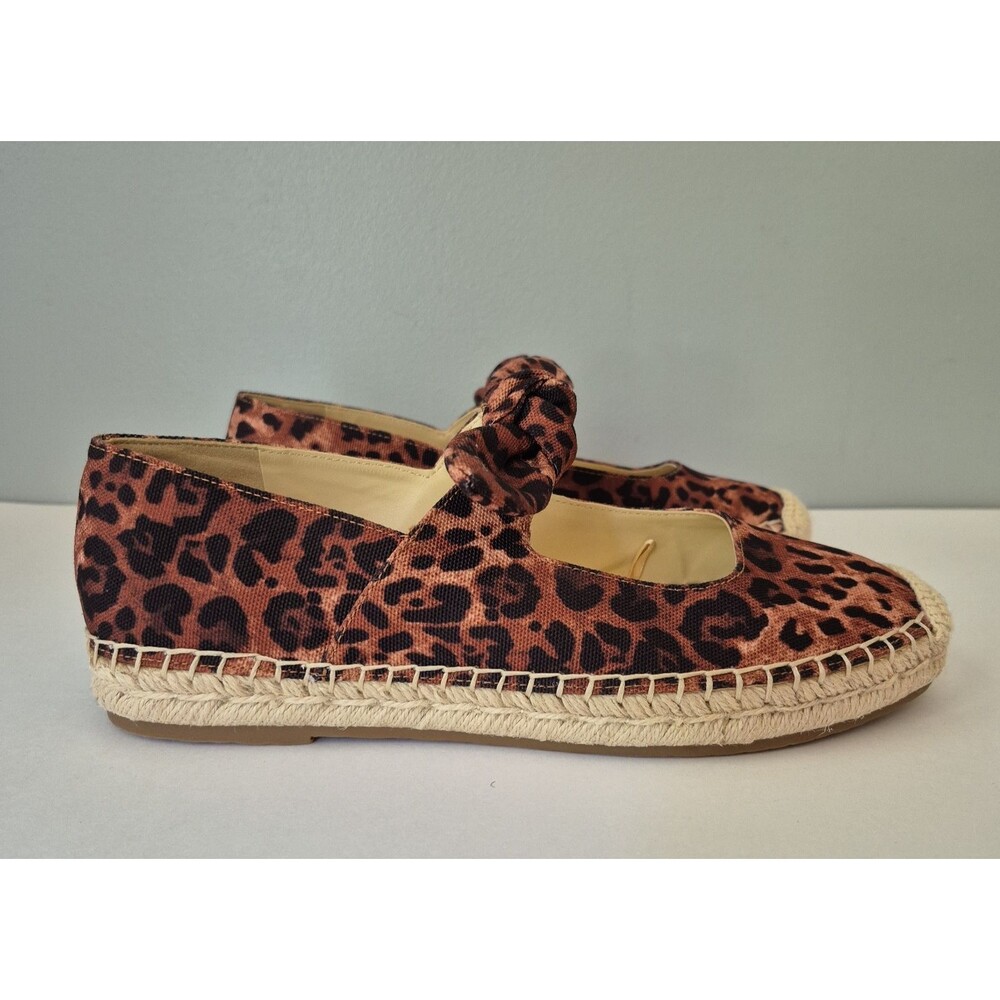 Jessica Simpson Lyra Brown Black Leopard Print Espadrille Flats Shoes Womens 9M